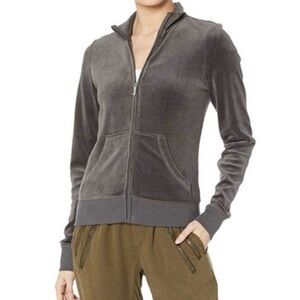 Juicy Couture J2K Gray Velour Track Jacket, Sz M